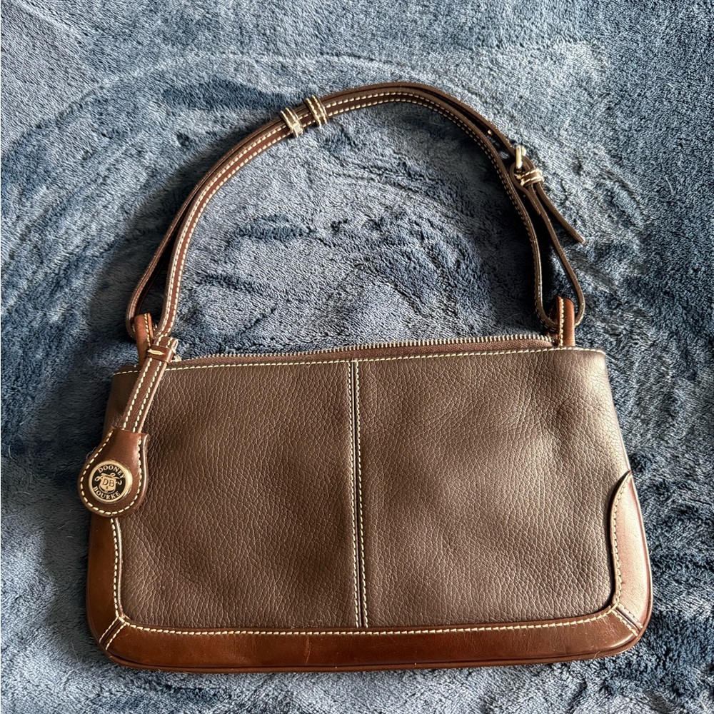 Dooney & Bourke Brown Leather Shoulder Bag with Tan Trim